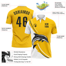Load image into Gallery viewer, Custom Yellow Black-White 3D Pattern Design Animal Dolphin Performance Polo Shirt