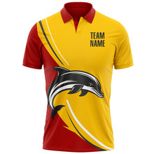Load image into Gallery viewer, Custom Yellow Black-Red 3D Pattern Design Animal Dolphin Performance Polo Shirt