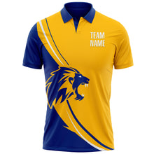 Load image into Gallery viewer, Custom Gold White-Royal 3D Pattern Design Animal Lion Performance Polo Shirt