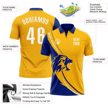 Load image into Gallery viewer, Custom Gold White-Royal 3D Pattern Design Animal Lion Performance Polo Shirt