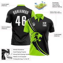 Load image into Gallery viewer, Custom Black White-Neon Green 3D Pattern Design Animal Lion Performance Polo Shirt