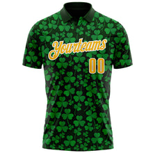 Load image into Gallery viewer, Custom Green Gold-White 3D St. Patrick's Day Shamrock Performance Polo Shirt