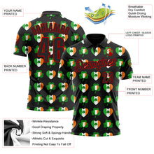 Load image into Gallery viewer, Custom Black Red 3D St. Patrick's Day Shamrock Performance Polo Shirt