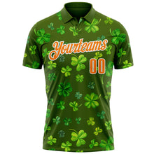 Load image into Gallery viewer, Custom Green Bay Orange-White 3D St. Patrick's Day Shamrock Performance Polo Shirt