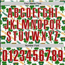 Load image into Gallery viewer, Custom White Red-Green 3D St. Patrick's Day Shamrock Performance Polo Shirt