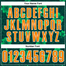 Load image into Gallery viewer, Custom Navy Bay Orange-Green 3D St. Patrick's Day Shamrock Performance Polo Shirt