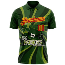 Load image into Gallery viewer, Custom Green Red-Yellow 3D St. Patrick's Day Shamrock Performance Polo Shirt