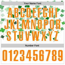 Load image into Gallery viewer, Custom White Bay Orange-Yellow 3D St. Patrick's Day Shamrock Performance Polo Shirt