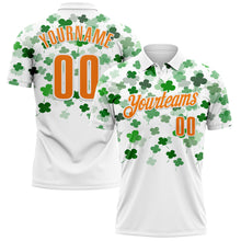 Load image into Gallery viewer, Custom White Bay Orange-Yellow 3D St. Patrick's Day Shamrock Performance Polo Shirt