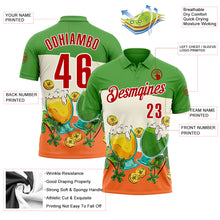 Load image into Gallery viewer, Custom Green Red-White 3D St. Patrick's Day Shamrock Beer Performance Polo Shirt