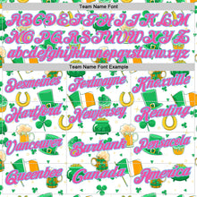 Load image into Gallery viewer, Custom White Pink-Light Blue 3D St. Patrick's Day Shamrock Beer Performance Polo Shirt