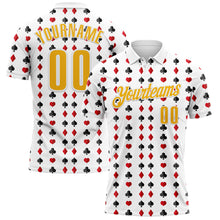 Load image into Gallery viewer, Custom White Gold 3D Gambling Poker Performance Polo Shirt