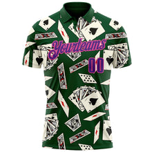 Load image into Gallery viewer, Custom Green Purple-Pink 3D Gambling Poker Performance Polo Shirt