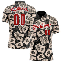 Load image into Gallery viewer, Custom Black Red-White 3D Gambling Poker Performance Polo Shirt