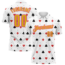 Load image into Gallery viewer, Custom White Yellow-Pink 3D Gambling Poker Performance Polo Shirt