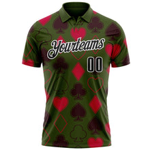 Load image into Gallery viewer, Custom Green Black-White 3D Gambling Poker Performance Polo Shirt