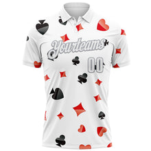 Load image into Gallery viewer, Custom White Gray 3D Gambling Poker Performance Polo Shirt
