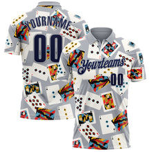 Load image into Gallery viewer, Custom Gray Navy 3D Gambling Poker Performance Polo Shirt