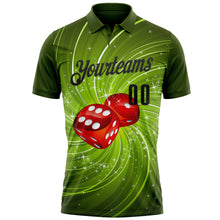 Load image into Gallery viewer, Custom Green Black 3D Gambling Dice Performance Polo Shirt