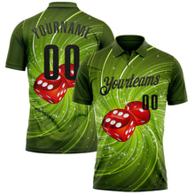 Load image into Gallery viewer, Custom Green Black 3D Gambling Dice Performance Polo Shirt