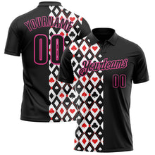 Load image into Gallery viewer, Custom Black Pink 3D Gambling Poker Performance Polo Shirt
