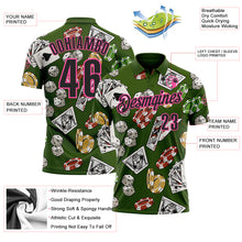 Load image into Gallery viewer, Custom Green Black-Pink 3D Gambling Poker And Dice Performance Polo Shirt