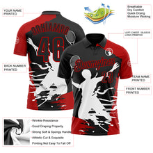 Load image into Gallery viewer, Custom Black Red-White 3D Tennis Performance Polo Shirt