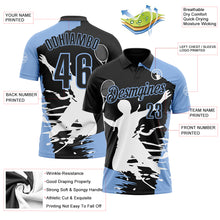 Load image into Gallery viewer, Custom Black Light Blue-White 3D Tennis Performance Polo Shirt