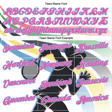 Load image into Gallery viewer, Custom White Pink-Light Blue 3D Tennis Performance Polo Shirt