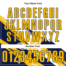 Load image into Gallery viewer, Custom White Gold-Navy 3D Tennis Performance Polo Shirt