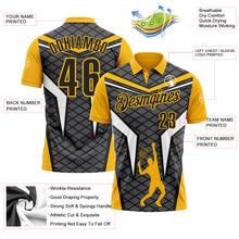 Load image into Gallery viewer, Custom Steel Gray Black-Gold 3D Tennis Performance Polo Shirt