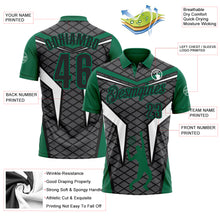 Load image into Gallery viewer, Custom Steel Gray Black-Kelly Green 3D Tennis Performance Polo Shirt