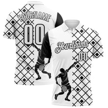 Load image into Gallery viewer, Custom White Black 3D Tennis Performance Polo Shirt