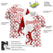 Load image into Gallery viewer, Custom White Red 3D Tennis Performance Polo Shirt