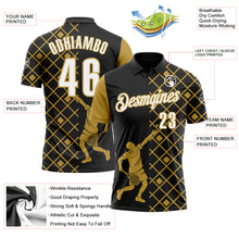 Load image into Gallery viewer, Custom Black White-Old Gold 3D Tennis Performance Polo Shirt
