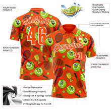 Load image into Gallery viewer, Custom Orange White 3D Tennis Performance Polo Shirt