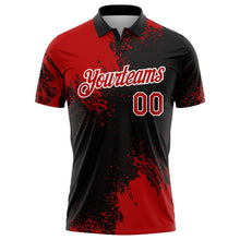 Load image into Gallery viewer, Custom Red Black-White 3D Pattern Design Abstract Brush Stroke Performance Polo Shirt