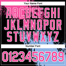 Load image into Gallery viewer, Custom Pink Black-Light Blue 3D Pattern Design Abstract Brush Stroke Performance Polo Shirt