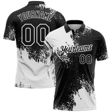 Load image into Gallery viewer, Custom White Black 3D Pattern Design Abstract Brush Stroke Performance Polo Shirt