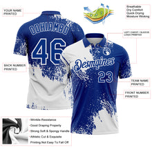 Load image into Gallery viewer, Custom White Royal 3D Pattern Design Abstract Brush Stroke Performance Polo Shirt