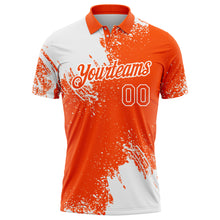 Load image into Gallery viewer, Custom White Orange 3D Pattern Design Abstract Brush Stroke Performance Polo Shirt
