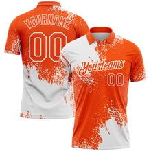 Load image into Gallery viewer, Custom White Orange 3D Pattern Design Abstract Brush Stroke Performance Polo Shirt