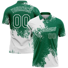 Load image into Gallery viewer, Custom White Kelly Green 3D Pattern Design Abstract Brush Stroke Performance Polo Shirt