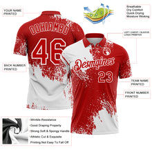 Load image into Gallery viewer, Custom White Red 3D Pattern Design Abstract Brush Stroke Performance Polo Shirt