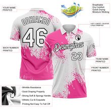 Load image into Gallery viewer, Custom Pink White-Black 3D Pattern Design Abstract Brush Stroke Performance Polo Shirt