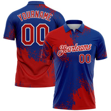 Load image into Gallery viewer, Custom Red Royal-White 3D Pattern Design Abstract Brush Stroke Performance Polo Shirt