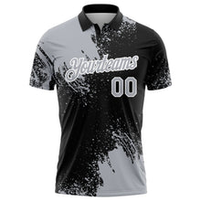 Load image into Gallery viewer, Custom Gray Black-White 3D Pattern Design Abstract Brush Stroke Performance Polo Shirt