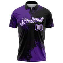 Load image into Gallery viewer, Custom Purple Black-White 3D Pattern Design Abstract Brush Stroke Performance Polo Shirt