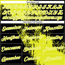 Load image into Gallery viewer, Custom Neon Yellow Black-White 3D Pattern Design Abstract Brush Stroke Performance Polo Shirt