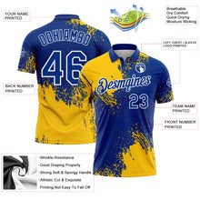 Load image into Gallery viewer, Custom Yellow Royal-White 3D Pattern Design Abstract Brush Stroke Performance Polo Shirt